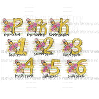 Pencil with flowers Pre k - 6th Grade Sublimation transfers Heat Transfer