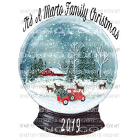 PERSONALIZED Snow globe red truck farm Sublimation transfers Heat Transfer