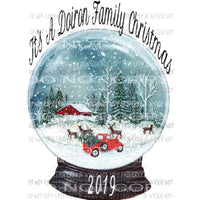 PERSONALIZED Snow globe red truck farm Sublimation transfers Heat Transfer