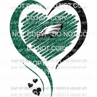 Philadelphia Eagles heart green black glitter Sublimation transfers Heat Transfer