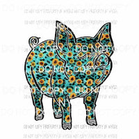 PIG #2 teal yellow sunflowers Sublimation transfers Heat Transfer