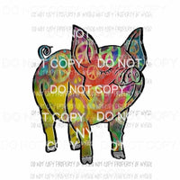 PIG #4 peace signs tie dyed Sublimation transfers Heat Transfer