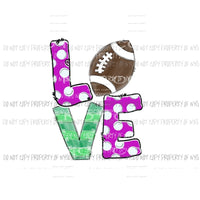 Pink Love Football Sublimation transfers Heat Transfer