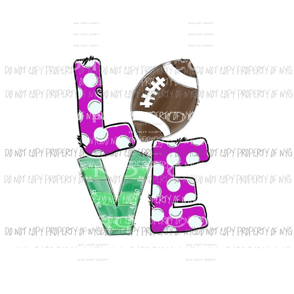 Pink Love Football Sublimation transfers Heat Transfer