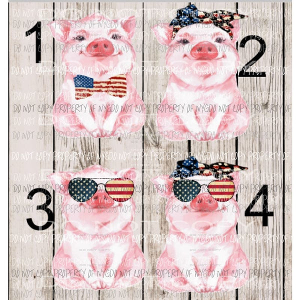 Pink pigs flag x 4 you choose out of 4 designs sublimation transfer Heat Transfer