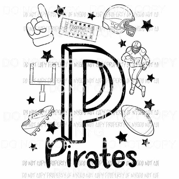 Pirates football spirit doodle Sublimation transfers Heat Transfer