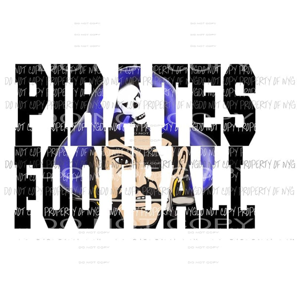 Pirates Football words BLUE school Sublimation transfers Heat Transfer