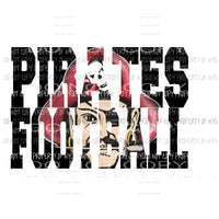 Pirates Football words RED school Sublimation transfers Heat Transfer