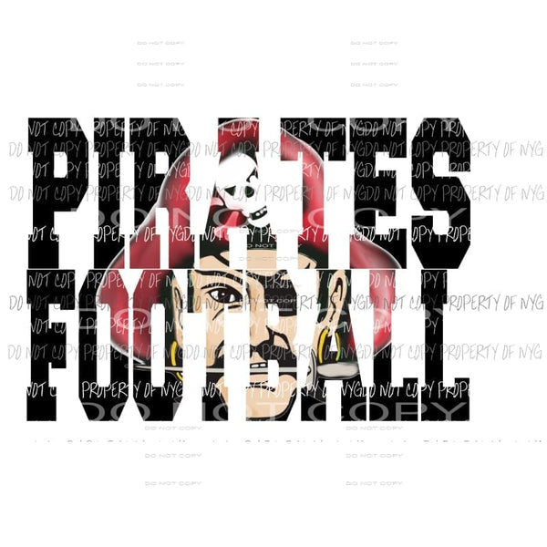 Pirates Football words RED school Sublimation transfers Heat Transfer