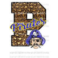 Pirates leopard blue and yellow Sublimation transfers Heat Transfer