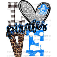 Pirates Love blue Leopard polka dots heart Sublimation transfers Heat Transfer