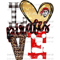 Pirates Love red Leopard polka dots heart Sublimation transfers Heat Transfer