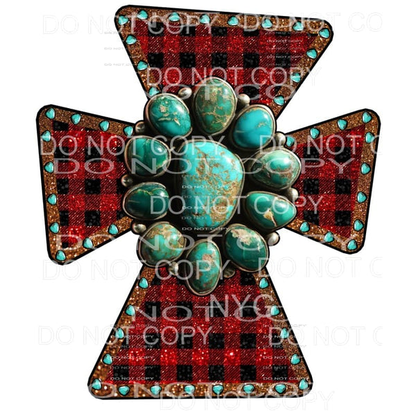 martodesigns - Plaid and Turquoise Cross # 5 Sublimation