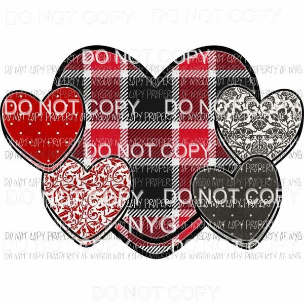 Plaid Conversation Hearts #2 multi patterns Sublimation transfers Heat Transfer