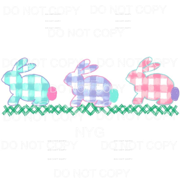 Plaid Easter Bunny Trio Sublimation transfers - Heat 