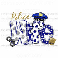 Police Wife blue gray polka dots badge hat Sublimation transfers Heat Transfer