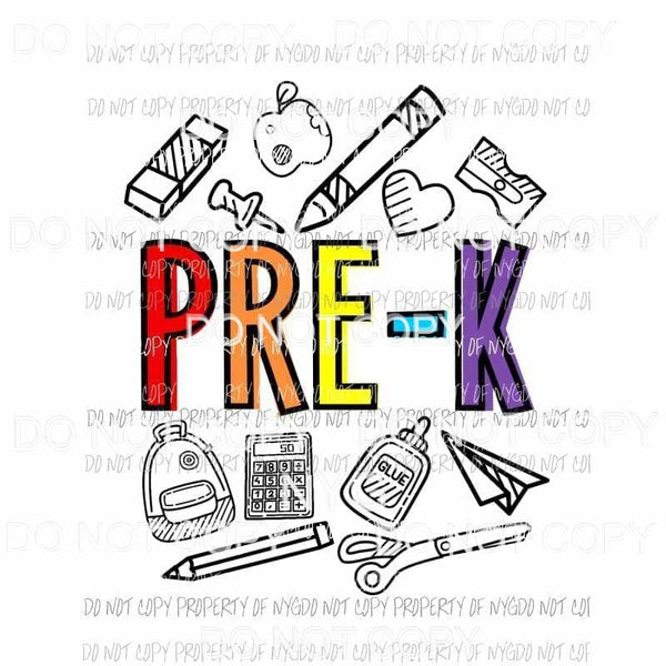 Pre-K school doodle supplies Sublimation transfers Heat Transfer