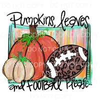Pumpkin Leaves And Football Please Leopard Colorful 