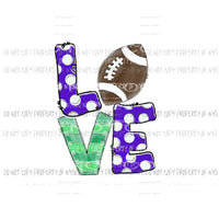 Purple Love Football Sublimation transfers Heat Transfer