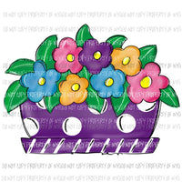 Purple Planter Flowers Sublimation transfers Heat Transfer