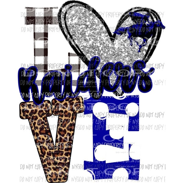 Raiders Love Polka dot royal blue Sublimation transfers Heat Transfer