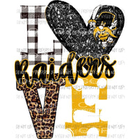 Raiders sam yellow and black heart love polka dot Sublimation transfers Heat Transfer