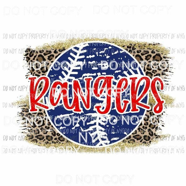 Rangers baseball leopard Sublimation transfers Heat Transfer