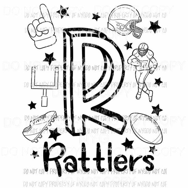 Rattlers football spirit doodle Sublimation transfers Heat Transfer