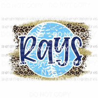 Rays baseball leopard Sublimation transfers Heat Transfer