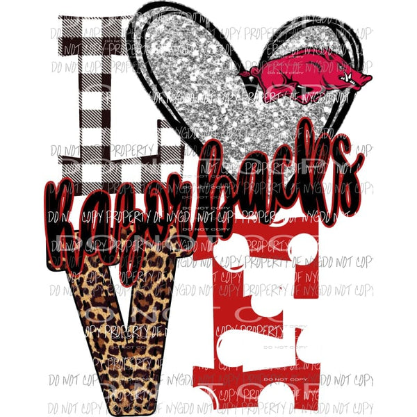 Razorbacks Love polka dot heart red Sublimation transfers Heat Transfer