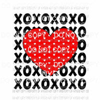 Red Heart XOXO stacked Sublimation transfers Heat Transfer