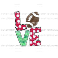 Red Love Football Sublimation transfers Heat Transfer