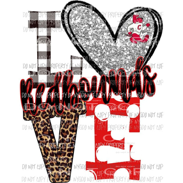 Redbounds Dog red and silver heart love polka dot Sublimation transfers Heat Transfer