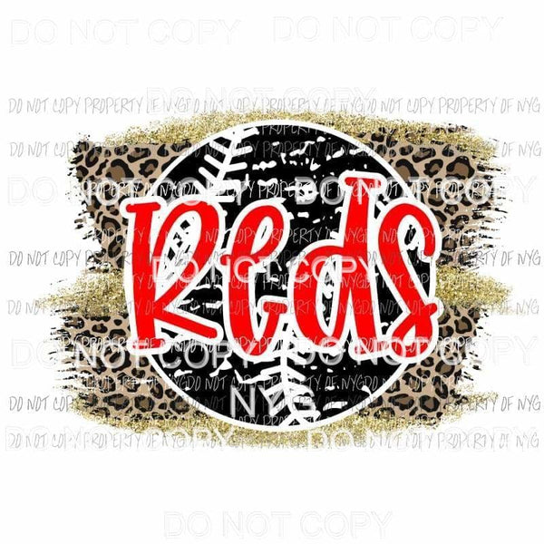 Reds baseball leopard Sublimation transfers Heat Transfer