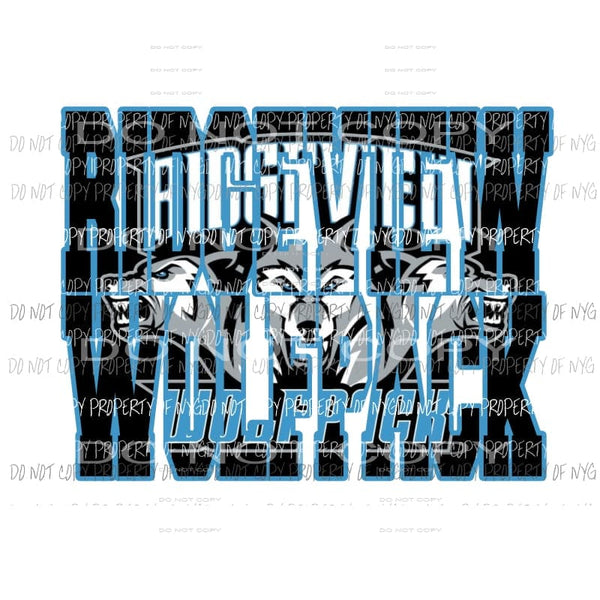 Ridgeview Wolves word 1 Blue School football Sublimation transfers Heat Transfer