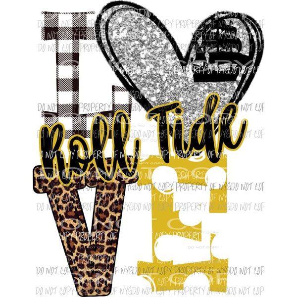 Roll Tide Boat ship gold and Silver heart love polka dot Sublimation transfers Heat Transfer