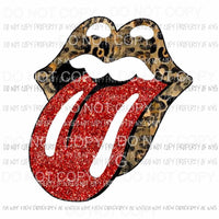 rolling stones leopard lips Glitter Sublimation transfers Heat Transfer