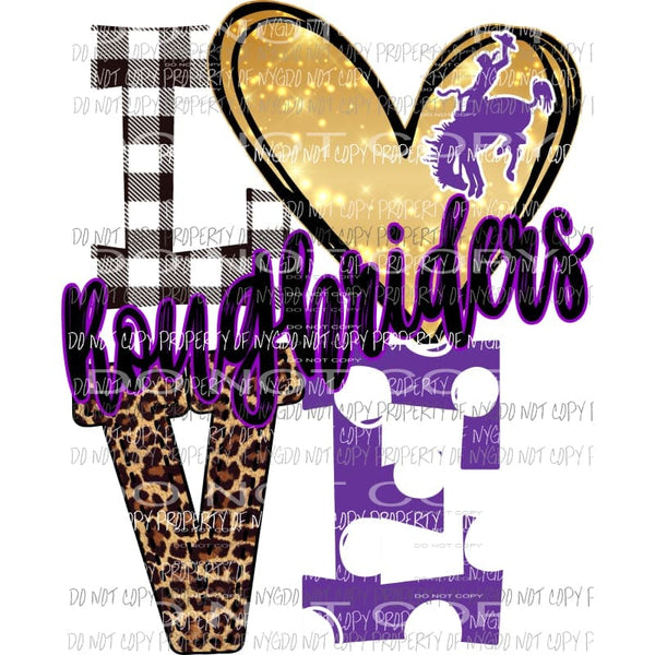 Roughriders purple and gold heart polka dot love Sublimation transfers Heat Transfer