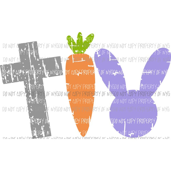 Rustic Easter Trio cross carrot rabbit Sublimation transfers Heat Transfer