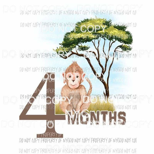 Safari 4 Months monkey Sublimation transfers Heat Transfer