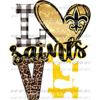 Saints gold and black heart gold love polka dot Sublimation transfers Heat Transfer