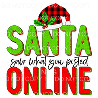 Santa Saw What You Posted Online Green Red Buffalo Plaid Hat