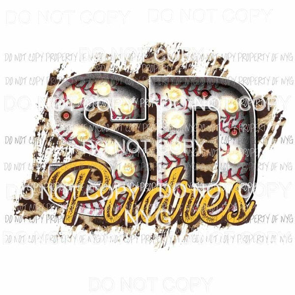 SD Padres baseball marquee San Diego leopard Sublimation transfers Heat Transfer