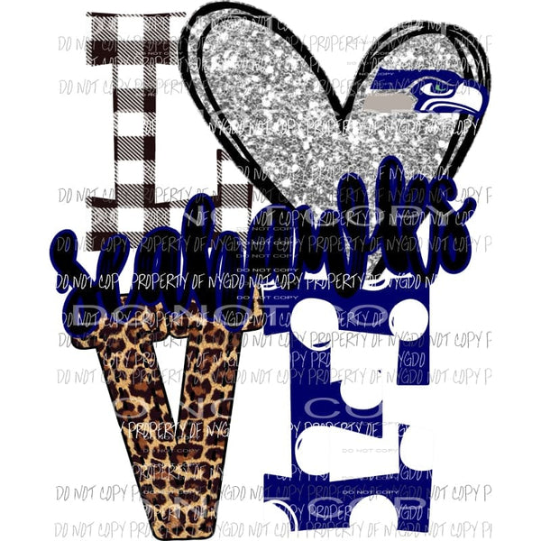 Seahawks Bird navy and silver heart love polka dot Sublimation transfers Heat Transfer