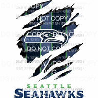 Seattle Seahawks ripped design Sublimation transfers Heat Transfer