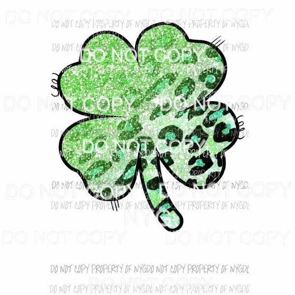 Shamrock #4 green glitter leopard Sublimation transfers Heat Transfer