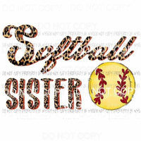 Softball sister # 6 Sublimation transfers Heat Transfer