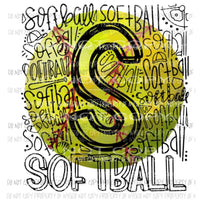 Softball typography Sublimation transfers Heat Transfer