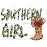 Southern Girl cowboy boots Turquoise Sublimation transfers Heat Transfer