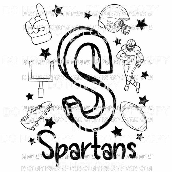 Spartans football spirit doodle Sublimation transfers Heat Transfer